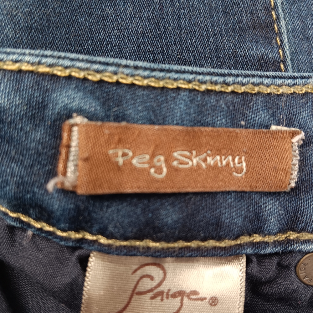 PAIGE Peg Skinny Jeans Women's Size 31 Mid Rise  Stretch Dark Wash - Picture 9 of 14